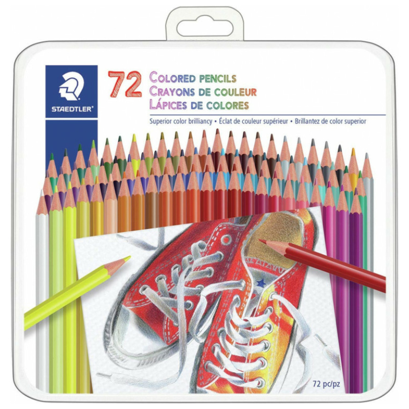 72 Colored Pencils in a Metal Box