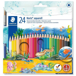24 Noris Club Aquarell Water Color Pencils with Free Paint Brush