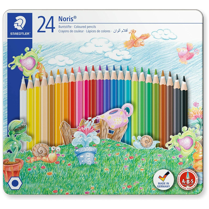24 Noris Club Coloured Pencils In A Metal Box