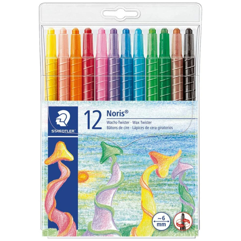 12 Noris Club Colour Twister Wax Crayons