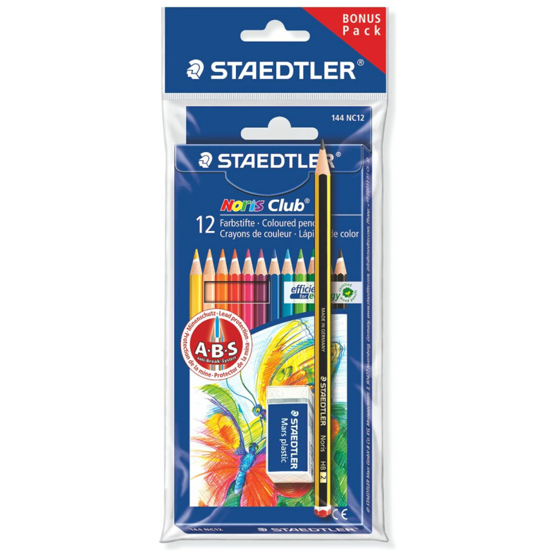 12 Coloured Pencils & Eraser