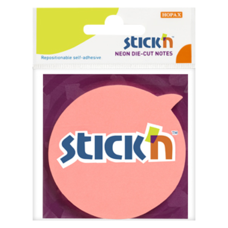 Sticky Neon Die-Cut Notes Pink - 7X7 Cm