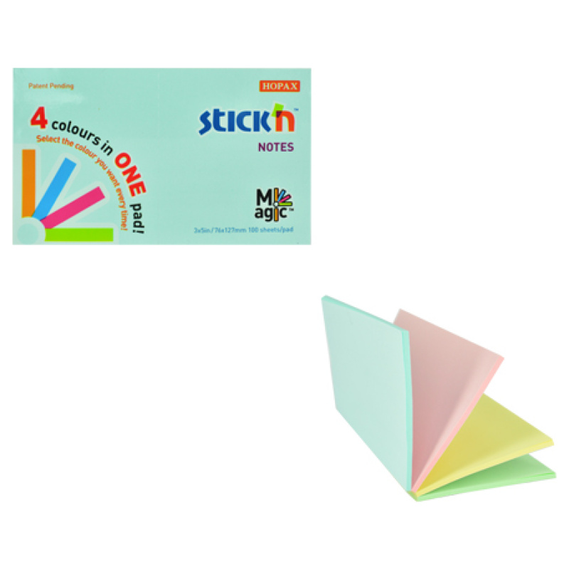 Sticky Notes 4 Colours In One Pad - 7.6X12.7 Cm