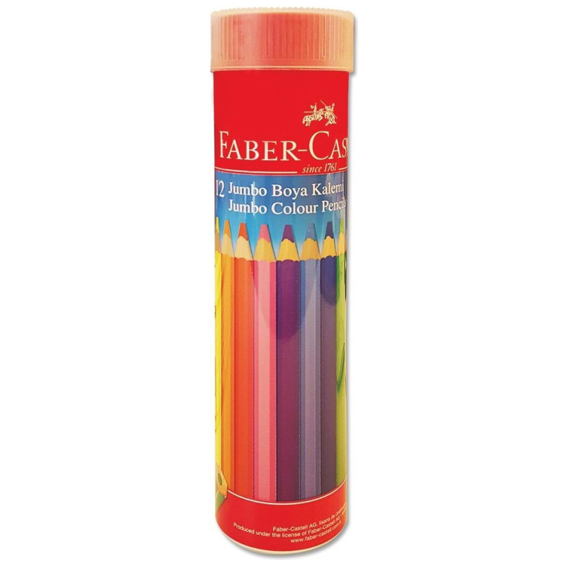 12 Colors Jumbo Size Coloring Pencils In A Metal Cup
