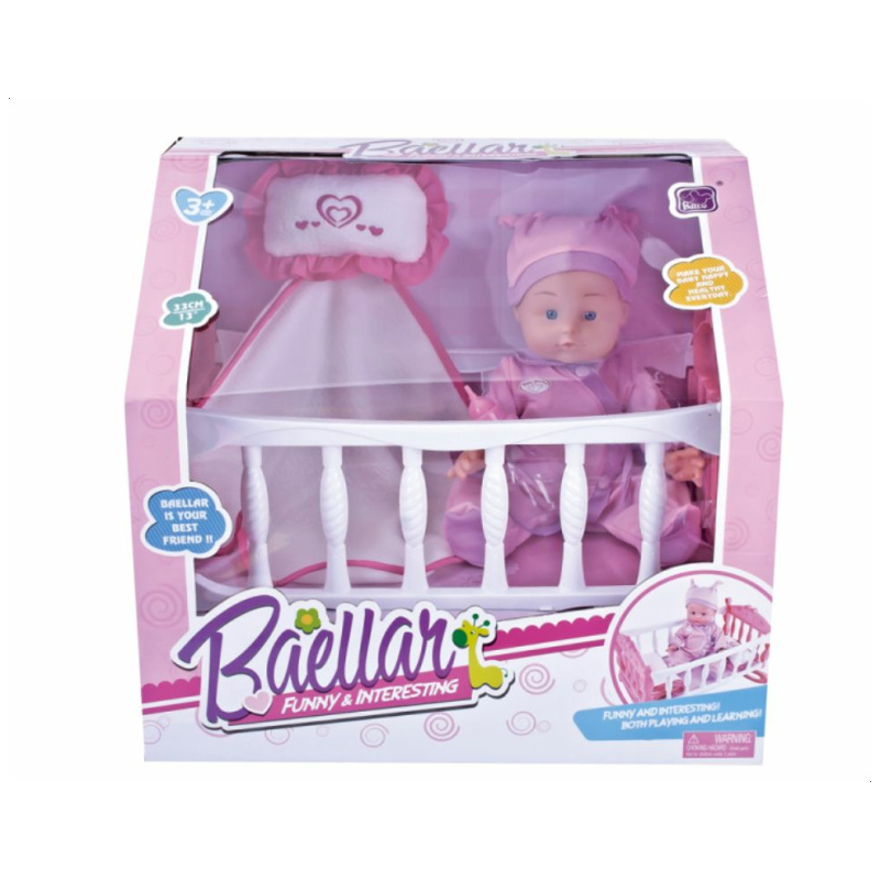 Baby Doll with Bed for Girls - Pink