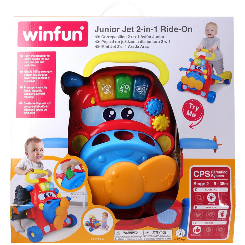 2-in-1 Walker Ride-On with Lights and Colorful Sorter Blocks