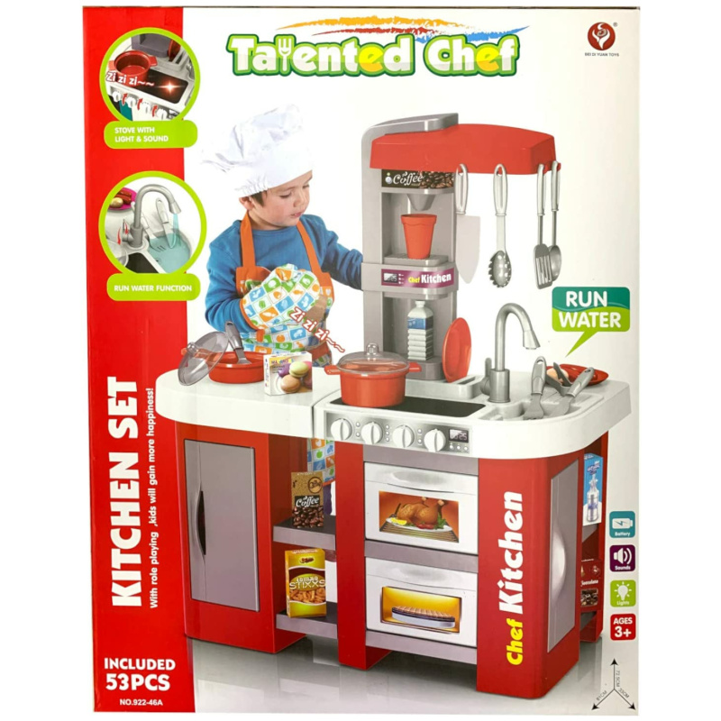 Red Talented Chef Kitchen with Lights & Sounds - 53 Pcs