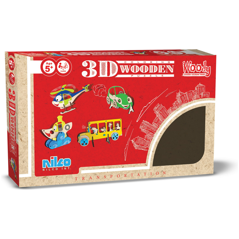 3D Wooden Puzzle - Transportation - 43 Pcs