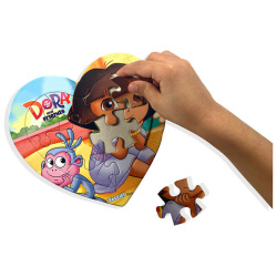 Heart Cartoon Puzzle Board - Dora With Friends