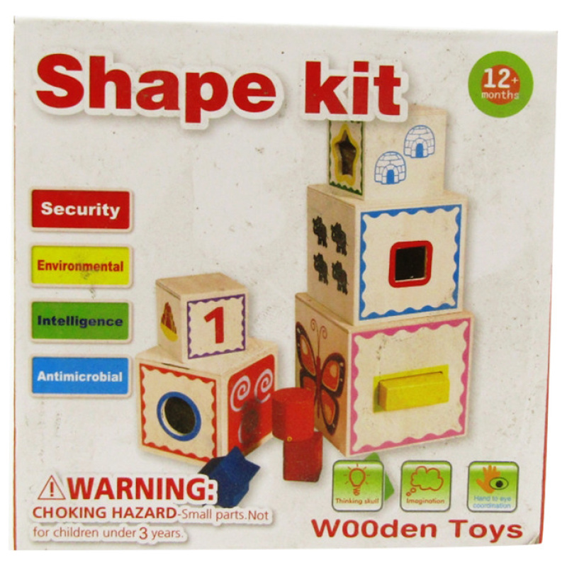 Wooden Cubes Tower - Shapes