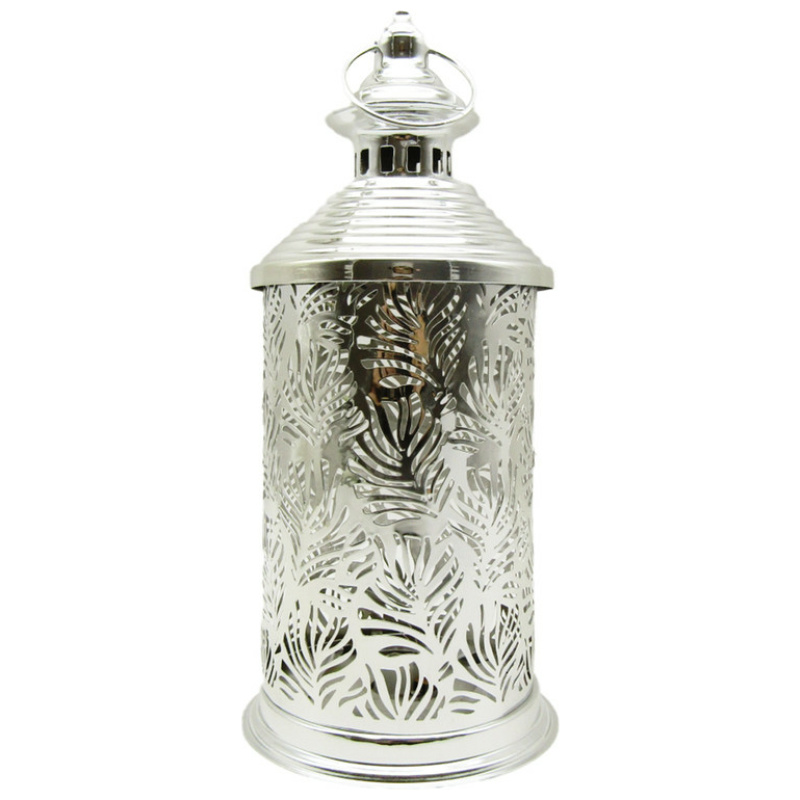 Ramadan Metal Lantern With Light - Silver
