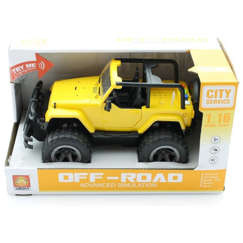 City Service Off-Road 1:16 With Lights & Sounds - Yellow Jeep Car