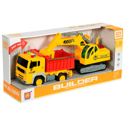 2IN1 Truck & Excavator Playset 1:20 With Lights & Sounds