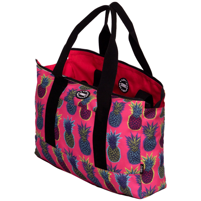Tote Double Face Handbag - Pineapples / Hot Pink