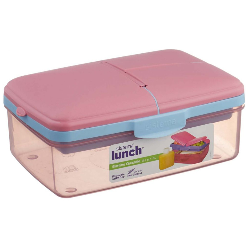 Slimline Quaddie 1.5ML Lunch Box - Pink