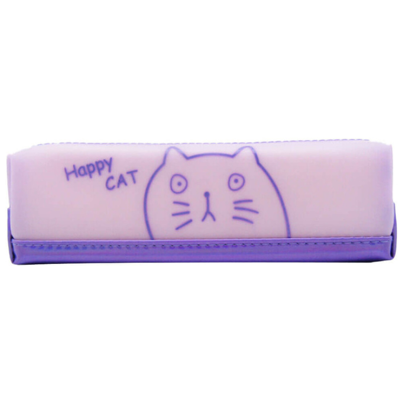 Happy Cat Pencil Case - Purple