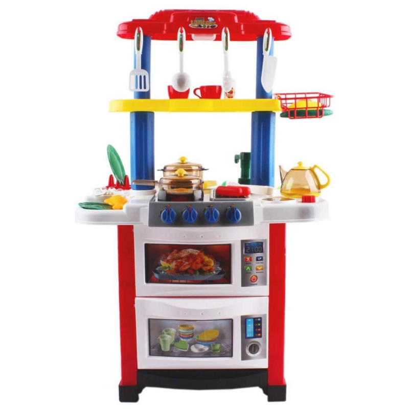 Kitchen Play Set With Sound & Light - 33 Pcs - Red