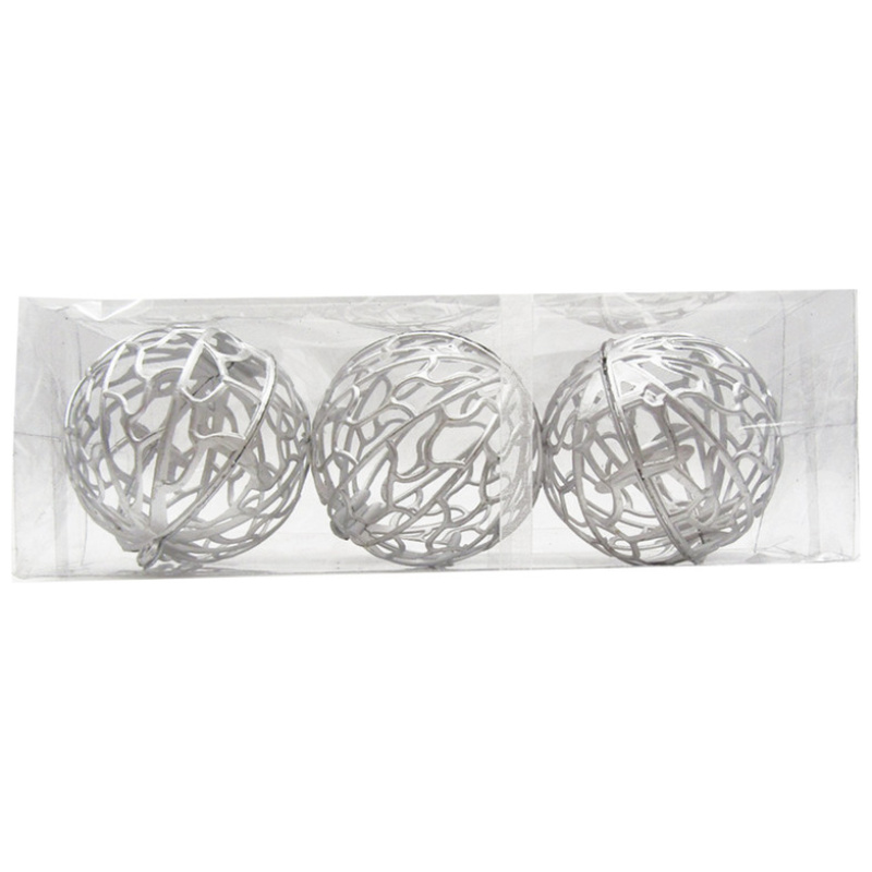 Ornaments - 3 Pcs Balls - Silver
