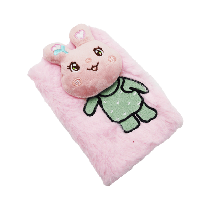 Fur Cover Notebook - Bunny - Pink
