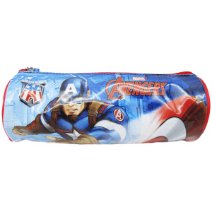 Captain America Character Single Zipper Blue Pencil Case