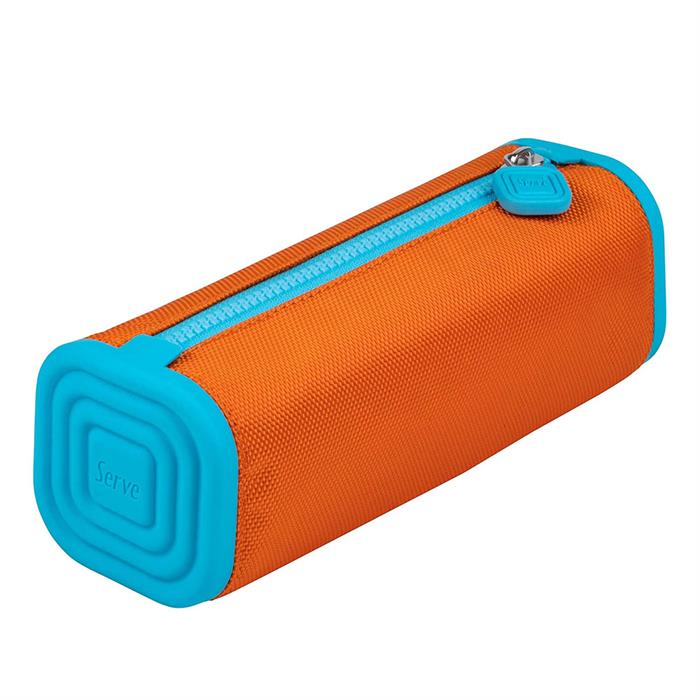 Square Pencil Case - Orange / Blue