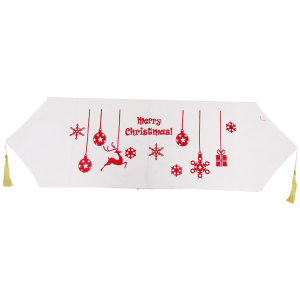 Christmas Tablecloth - Merry Christmas - White / Red