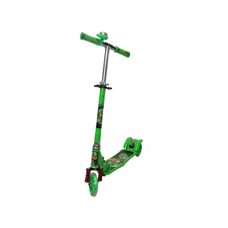 Scooter With Led Wheels & Bell – Green