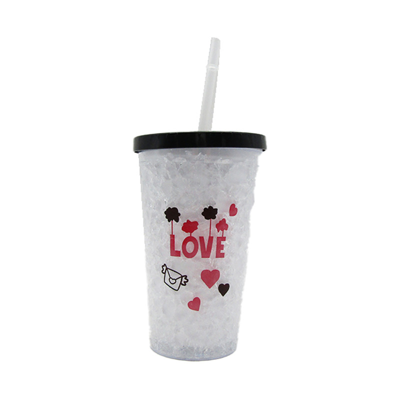 Frosty Ice Cup Freezing Gel With Straw 450ML - Love