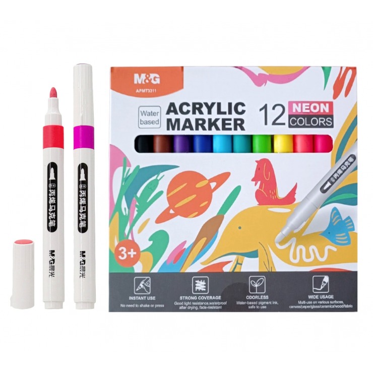 Acryllic Marker -12 Color - Neon