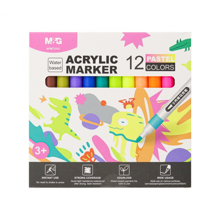 Acryllic Marker -12 Color - Pastel