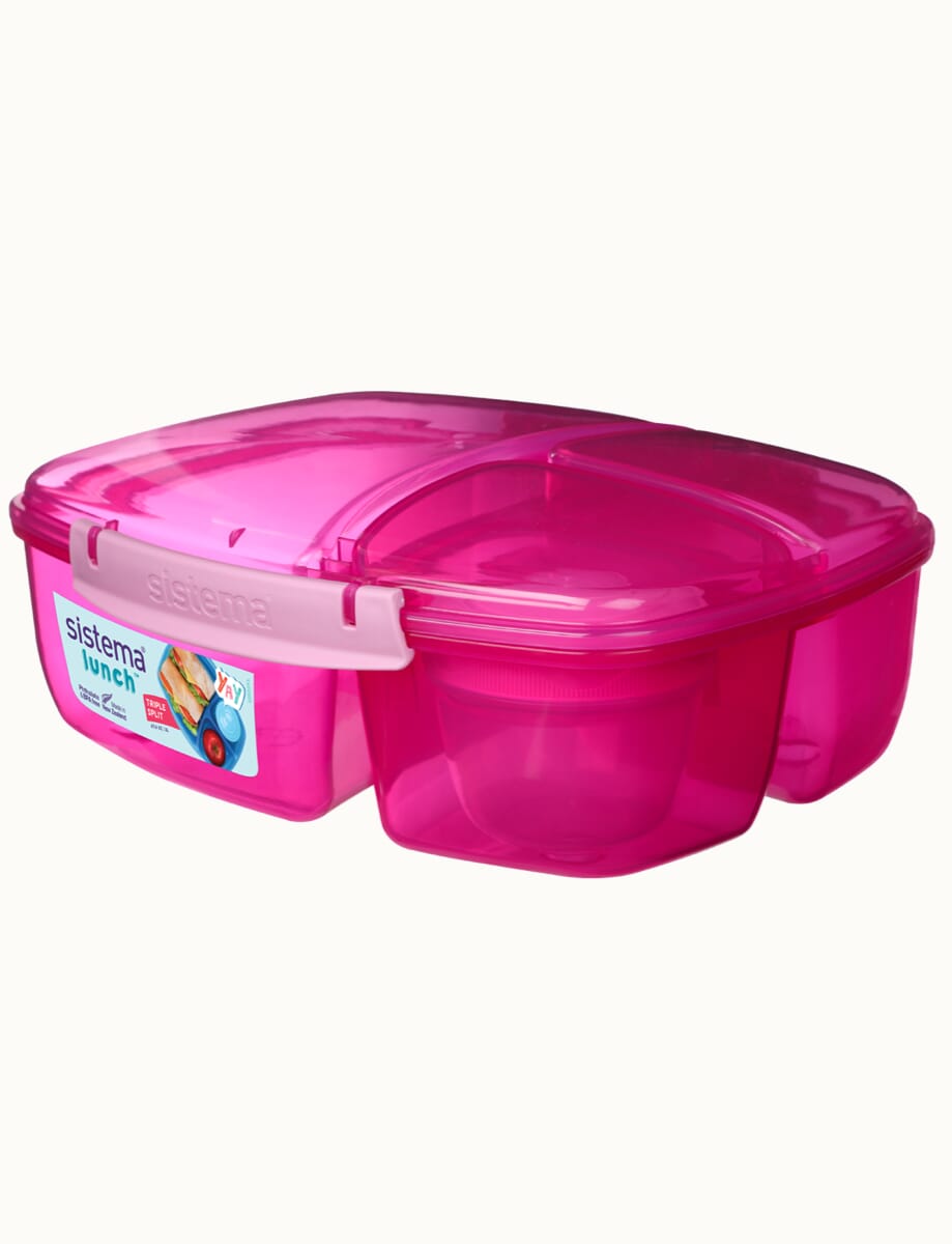 Lunch 2L Triple Split With Yogurt Pot - Pink
