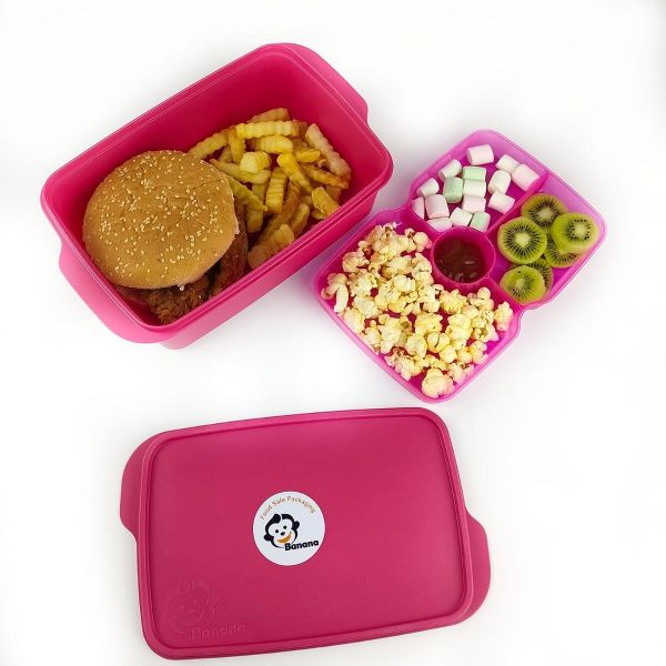 Banana Divided Lunch Box With Splitter 1.5L - Fuchsia