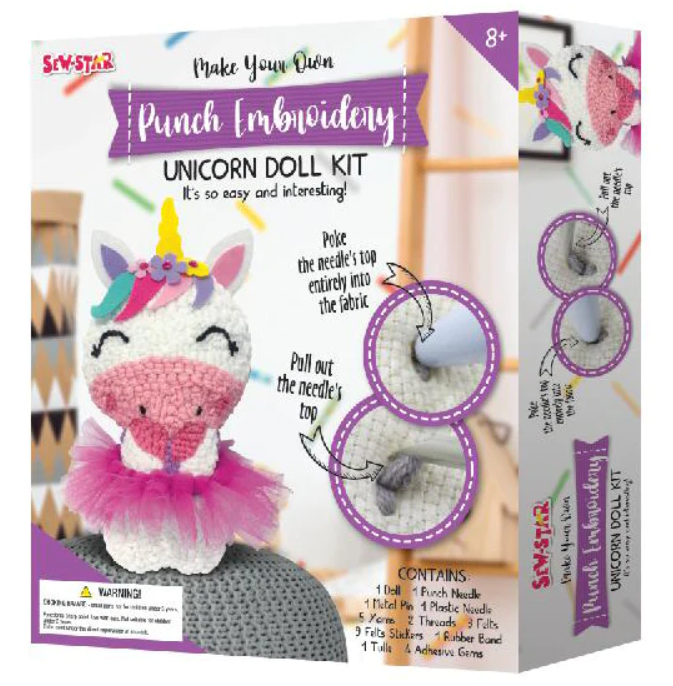 Punch Embroidery Kit - Unicorn Doll