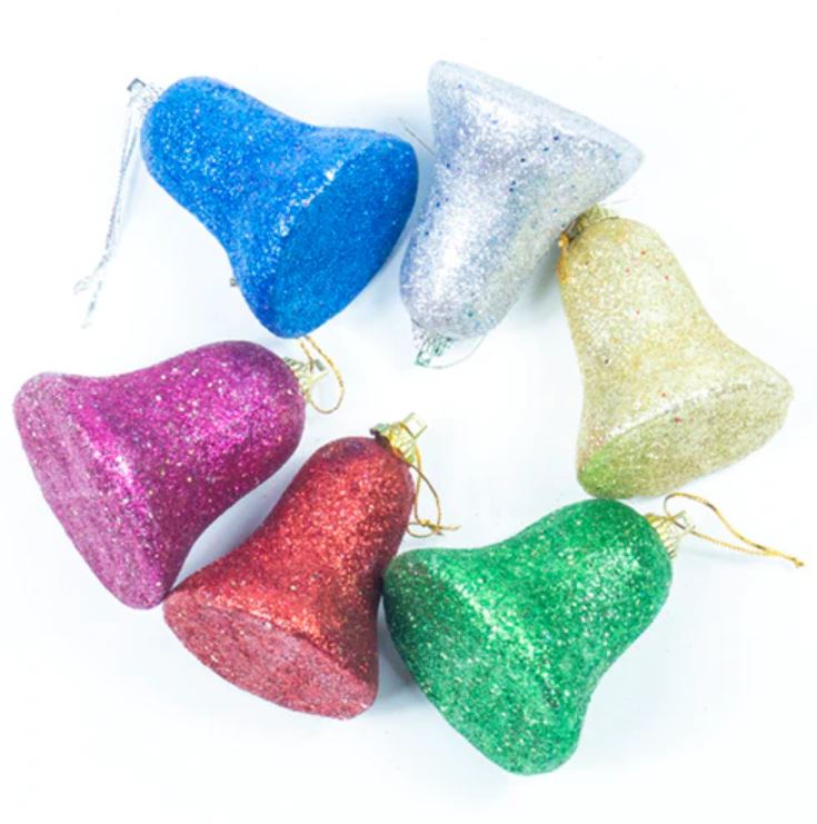 Ornaments - Glitter Foam Bell - 6 Pcs
