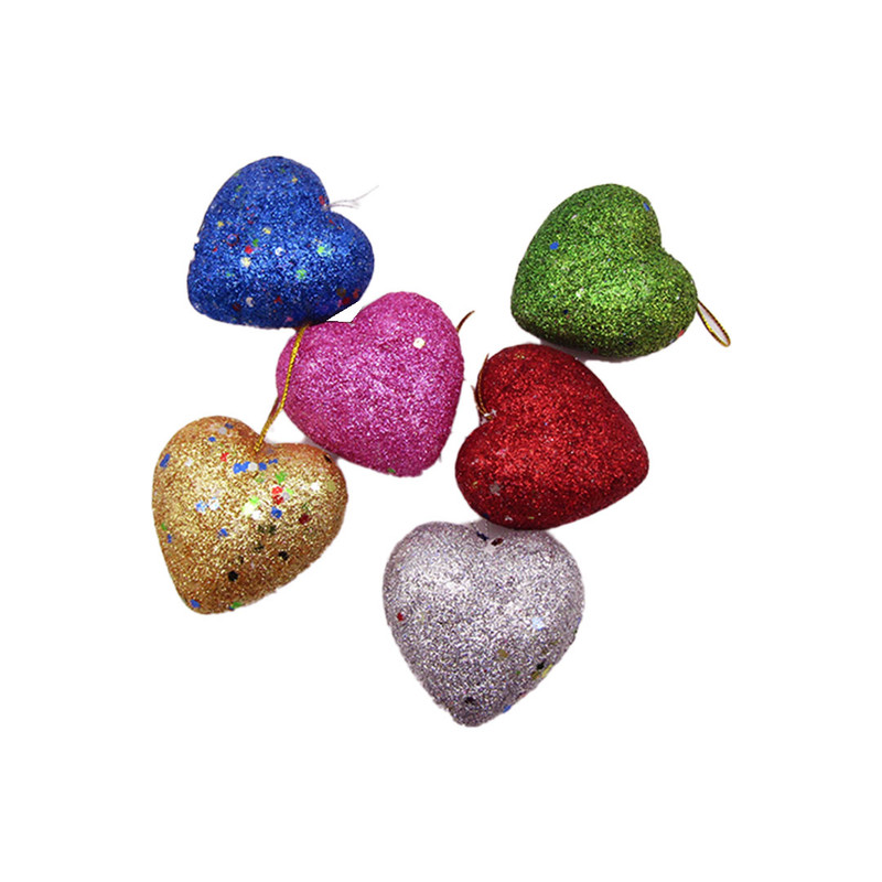 Ornaments - Glitter Foam Heart - 6 Pcs