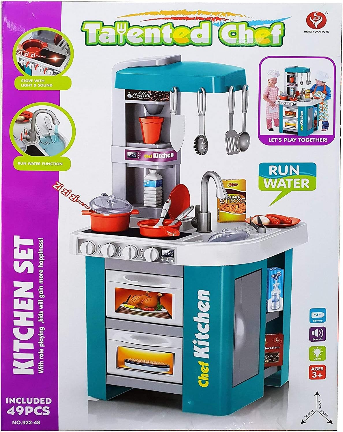 Talented Chef Kitchen Set  With Sound And Light - 49 Pcs