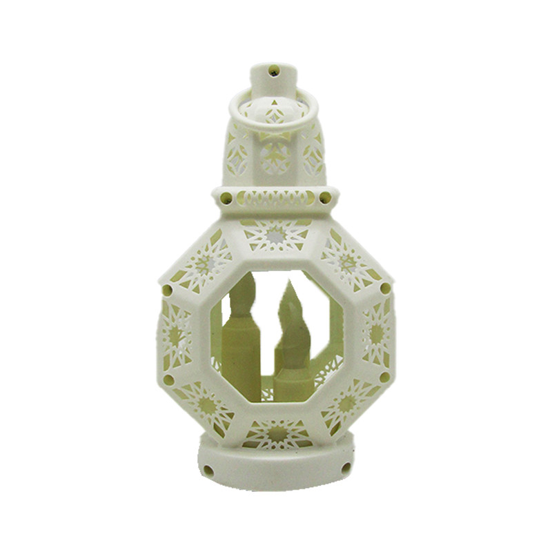 Acrylic Ramadan Lantern With 3 Candles - 22cm - White