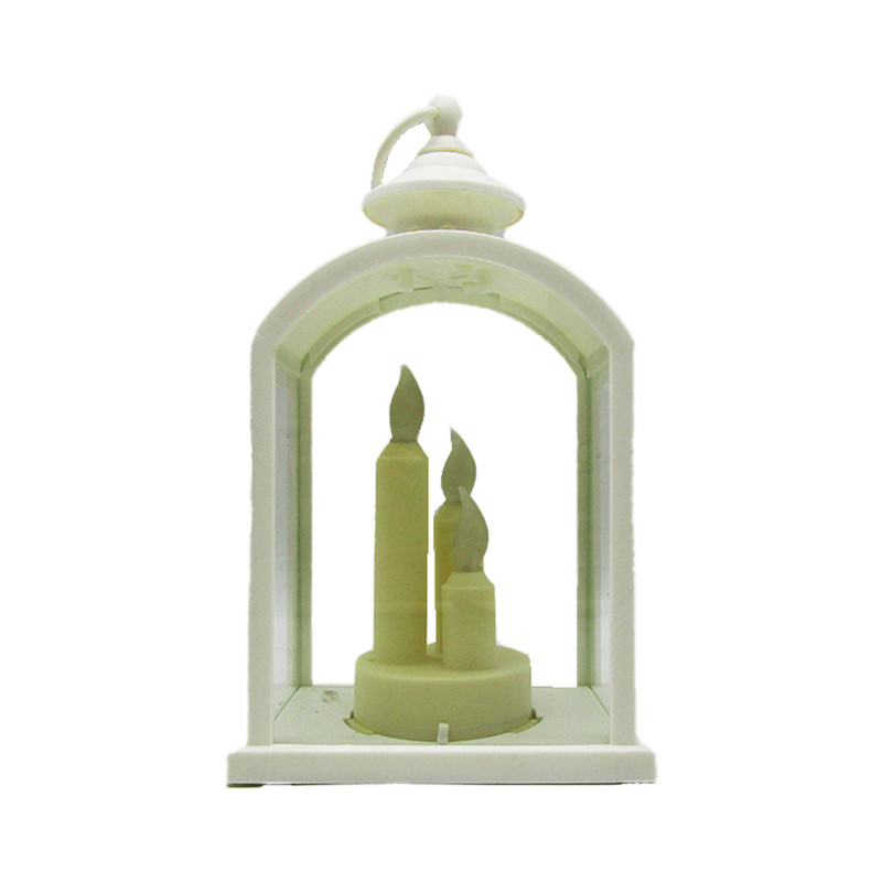 Acrylic Ramadan Lantern With 3 Candles - 26cm - White