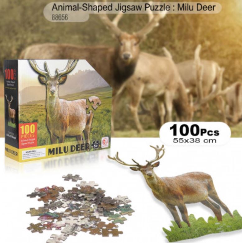 Animal-Shaped Jigsaw Puzzle - Milu Deer- 100 Pcs