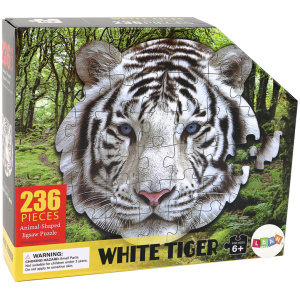 Animal-Shaped Jigsaw Puzzle - White Tiger - 236 Pcs
