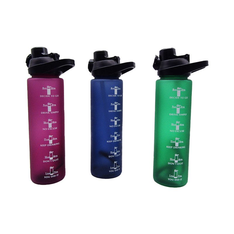 Sports Water Bottle With Straw  1000ML - Random Color