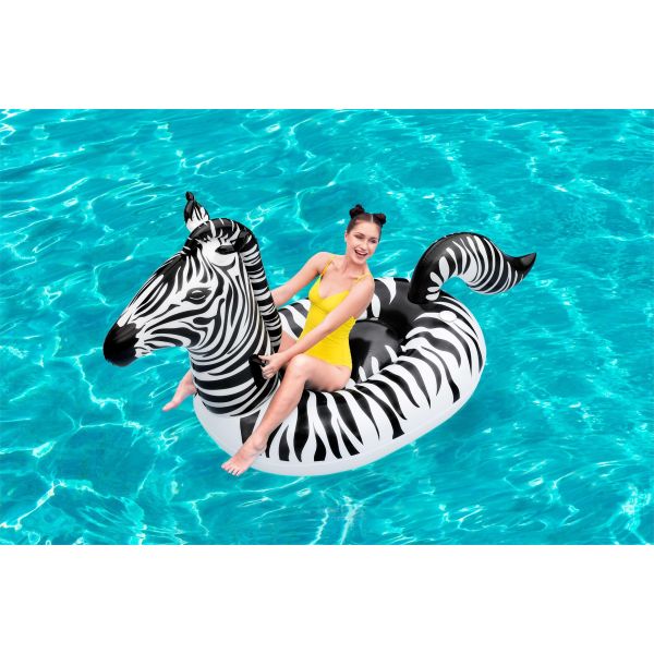 Inflatable Lights & Stripes Zebra Pool Float Ride-On
