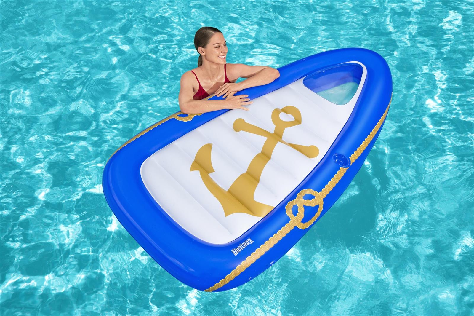 Inflatable Nautical Paradise Boat Lounge Pool Float Ride-On