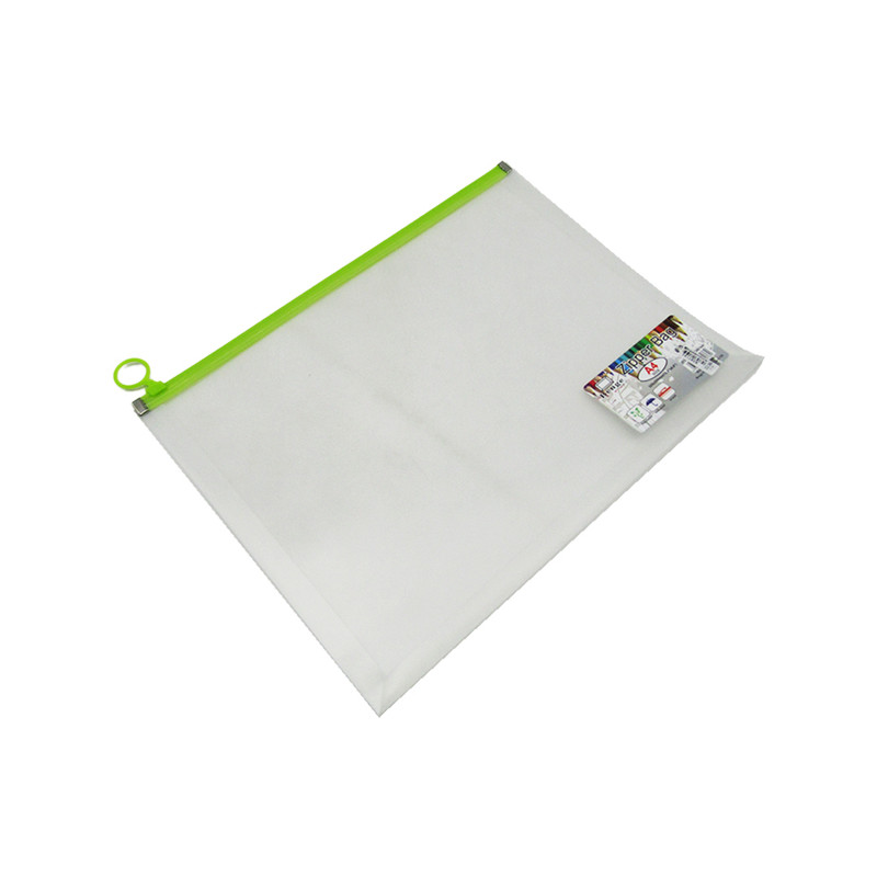 Transparent Zipper File A4 - Green