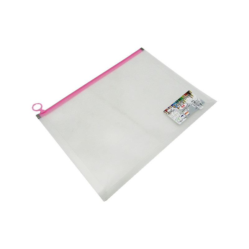 Transparent Zipper File A4 - Pink