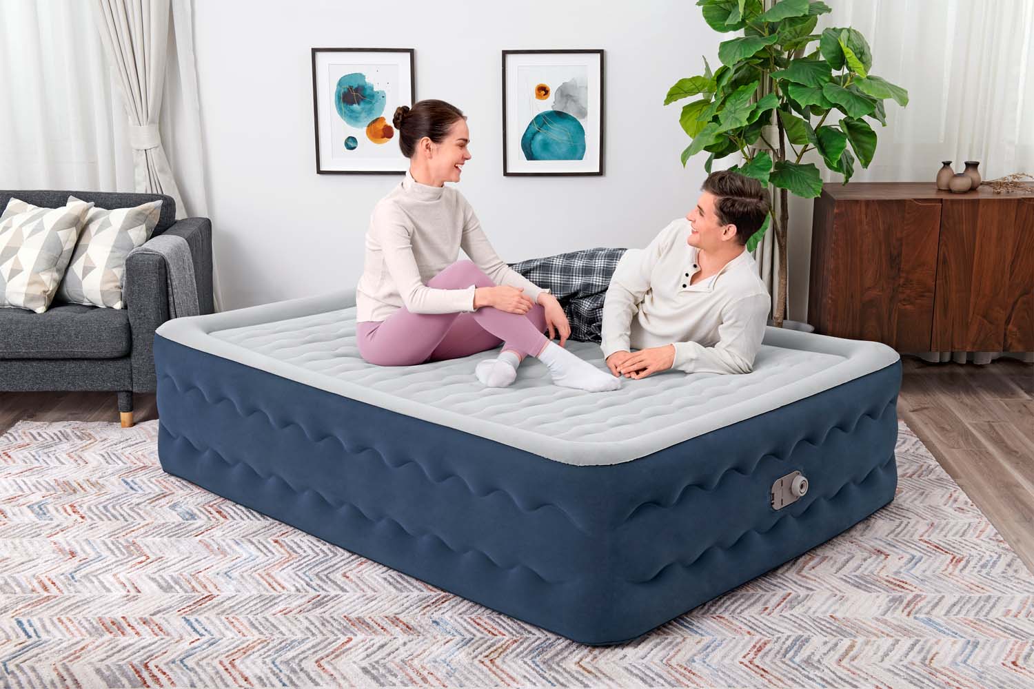 TriTech™ TruLeisure™ Double Air Bed With Antimicrobial Surface & Integrated Electric Pump
