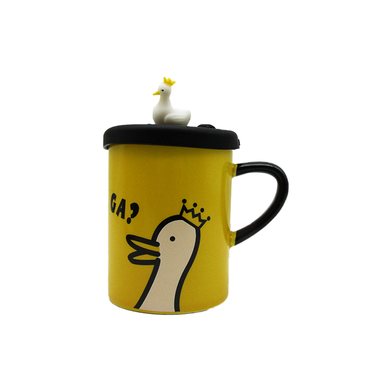 Printed Porcelain Duck Mug  with Lid  - Random Design