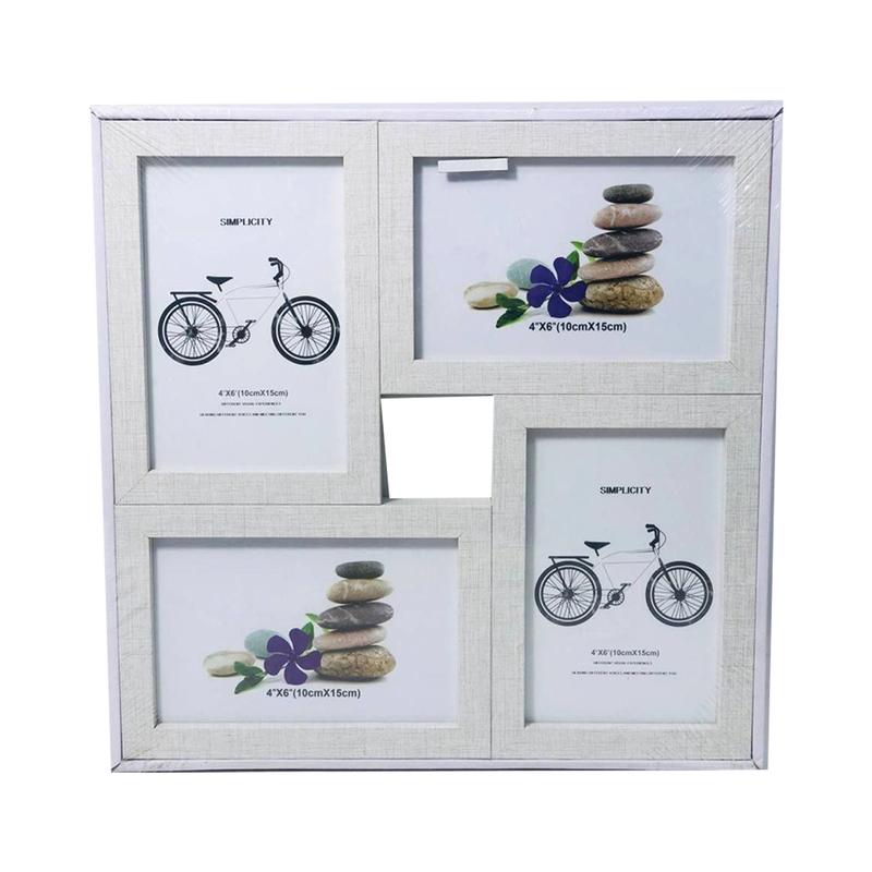 Wooden Multi Photo Frame - 4 Photos - Grey
