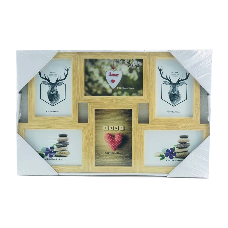 Wooden Love Multi Photo Frame - 6 Photos