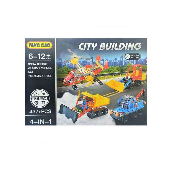 4-In-1 City Building Construction Set - 437 Pcs